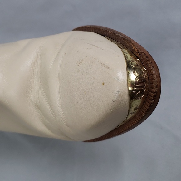 Vtg. Dingo Cowgirl Boots Leather Cream Color - Picture 8 of 10